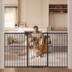 AiWMGL gate angled view highlighting 1.37-inch ultra-narrow spacing for small pets