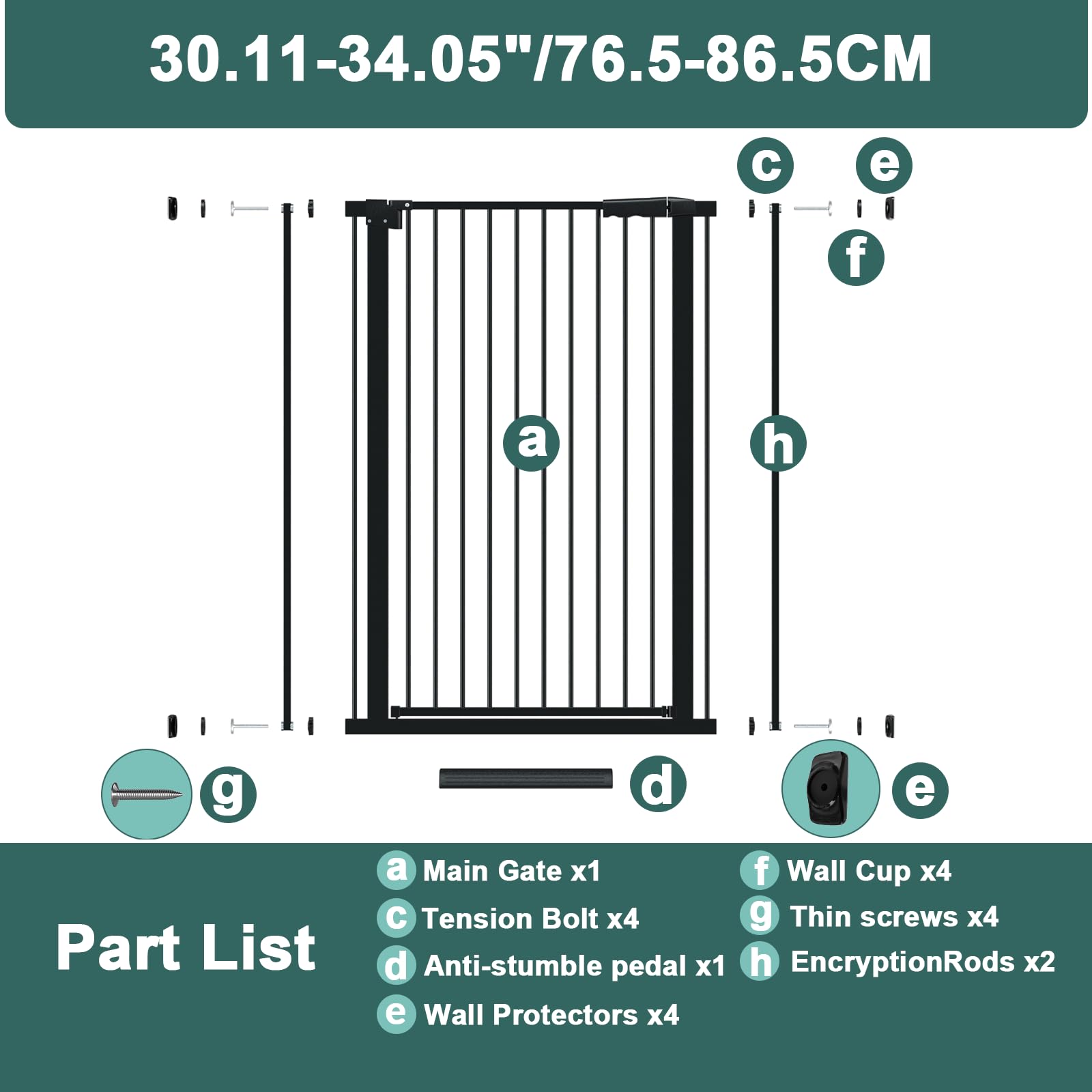 AiWMGL gate pressure-mounted installation is tool-free with wall-protection pads.