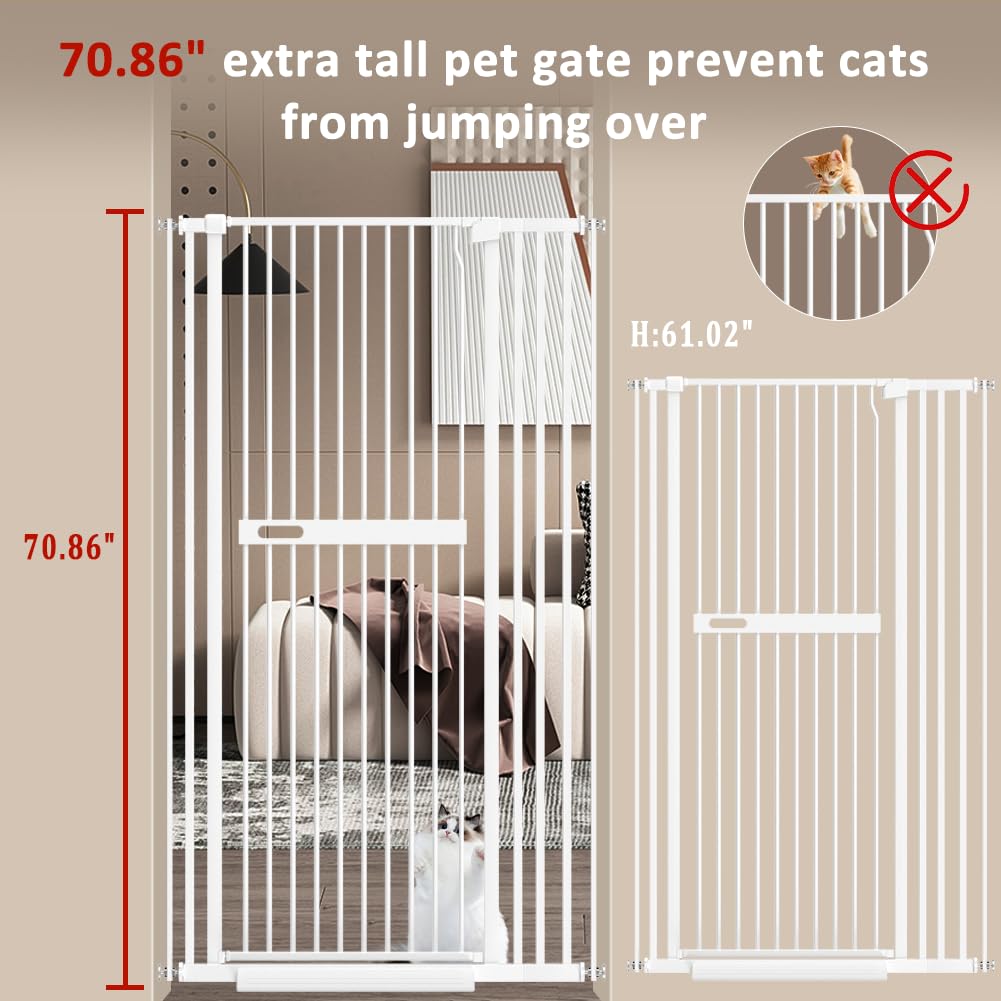 AiWMGL pressure-mounted cat gate with no-drill setup inside doorway