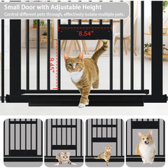 AiWMGL tall gate close-up showing double lock for pet safety.
