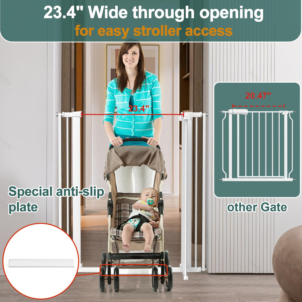 AiWMGL walk-through opening 23.4-inch pass-through for strollers.