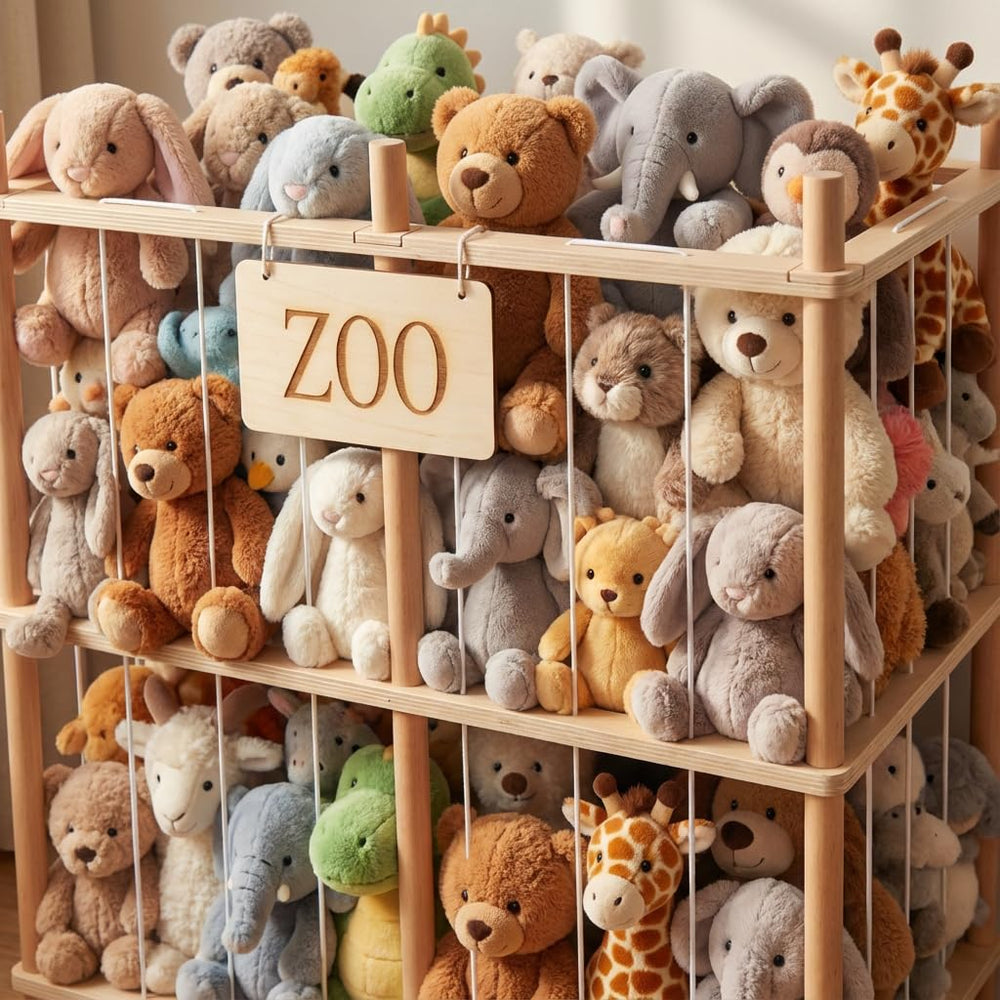 aiwo easy-access design supports toddlers organizing plush toys on their own.