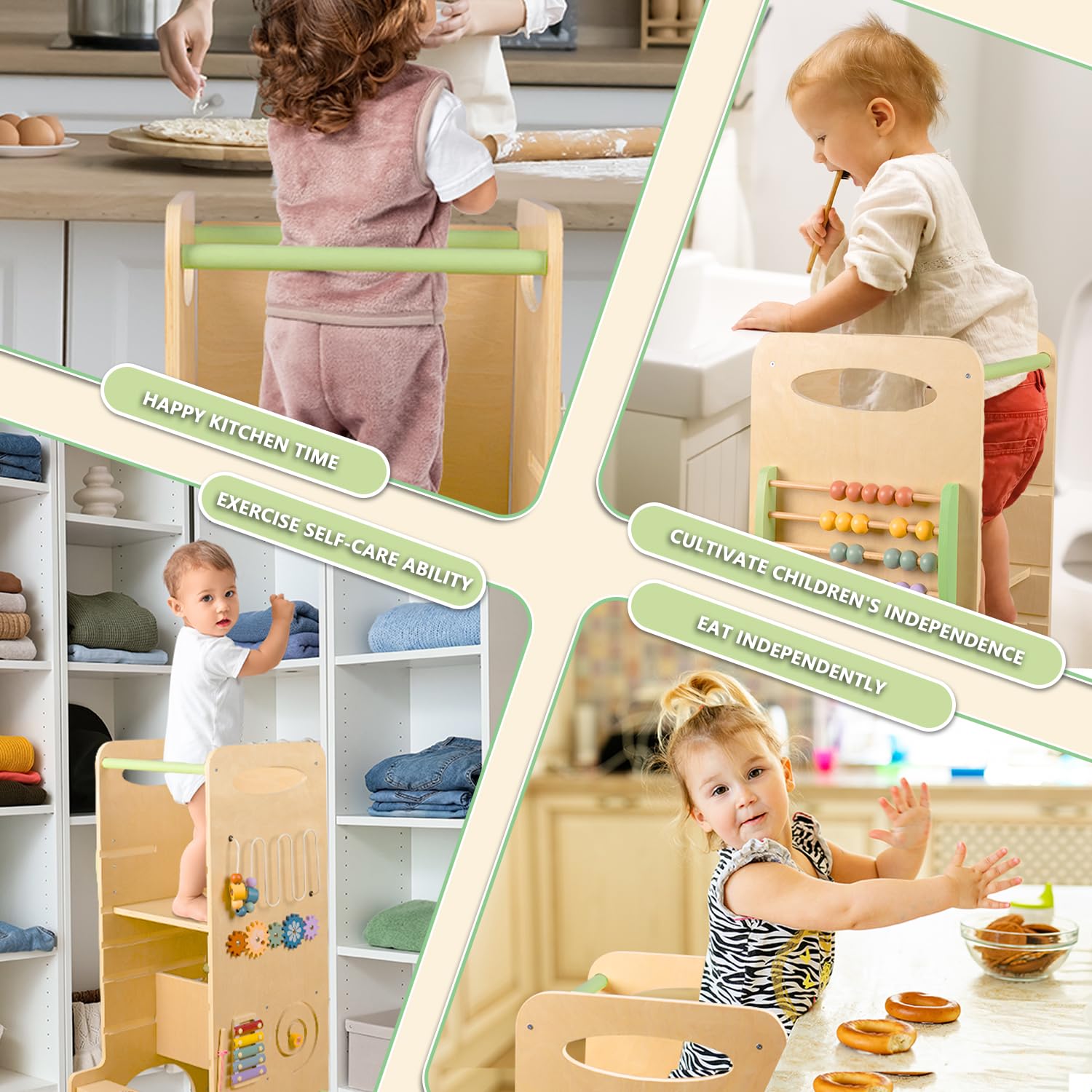 aiwo toddler tower Montessori activities like gears and abacus foster play.