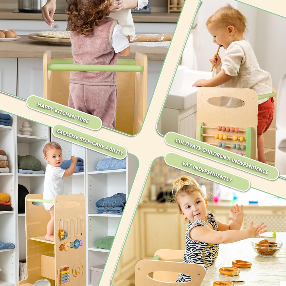 aiwo toddler tower Montessori activities like gears and abacus foster play.