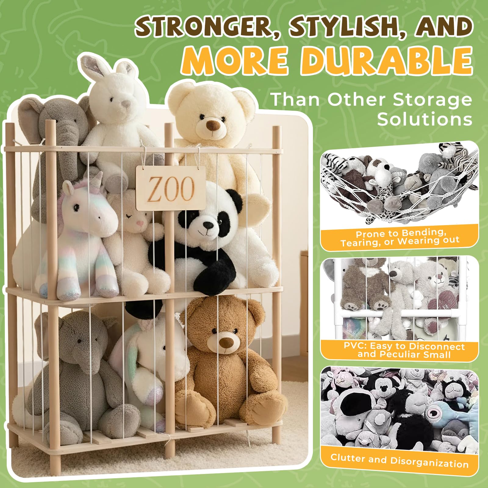 aiwo versatile plush toy holder doubles as storage or dress-up organizer.