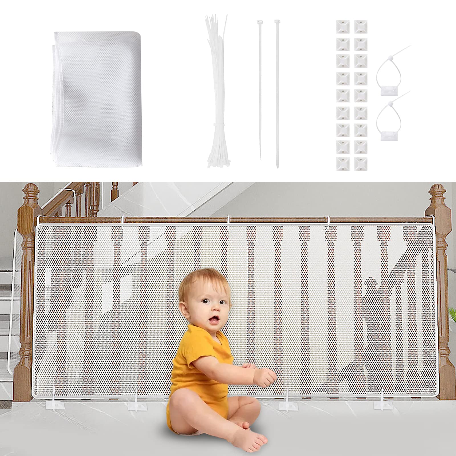 Aixingyun child safety net for stairs offers a secure barrier with clear visibility for safer stair access.