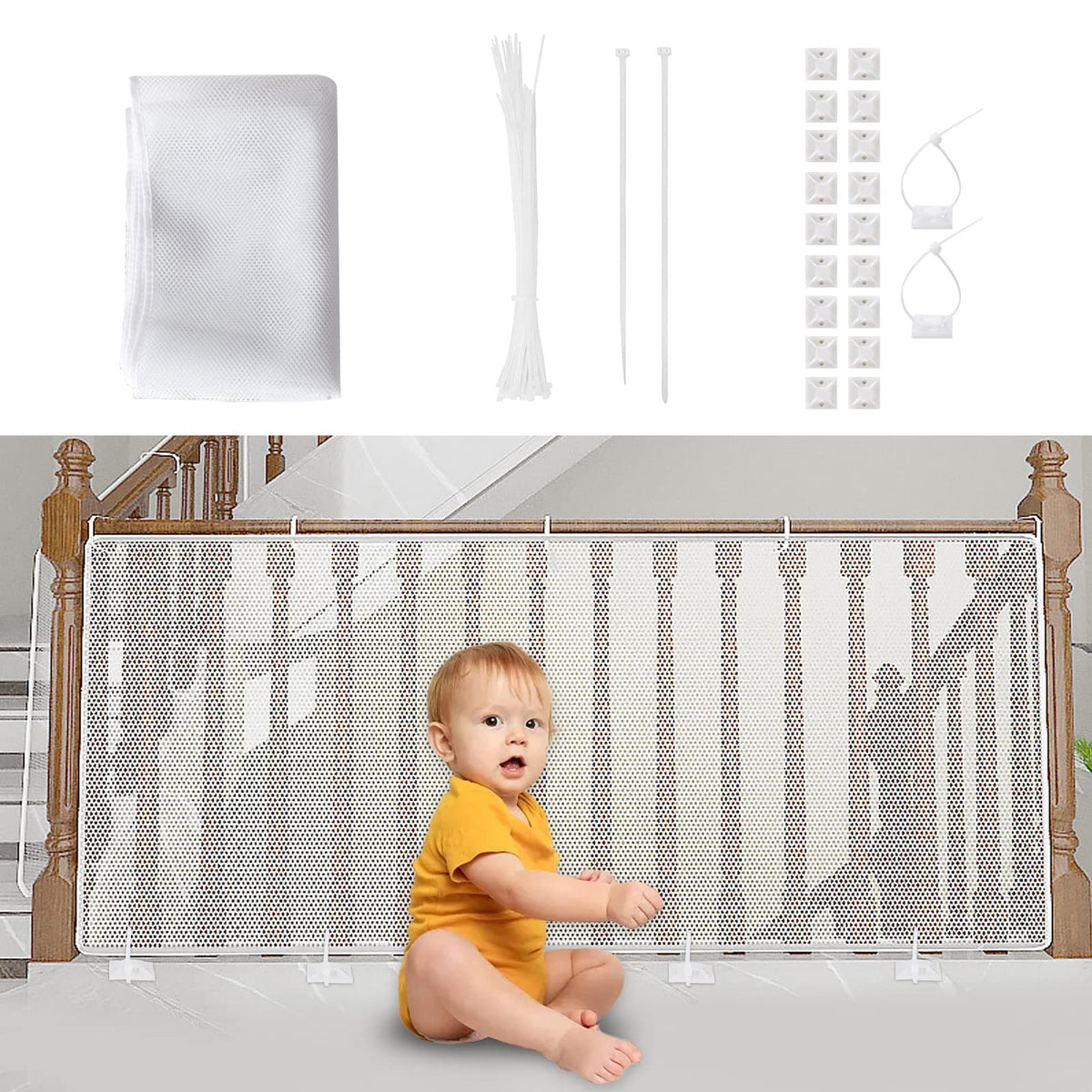Aixingyun child safety net for stairs offers a secure barrier with clear visibility for safer stair access.