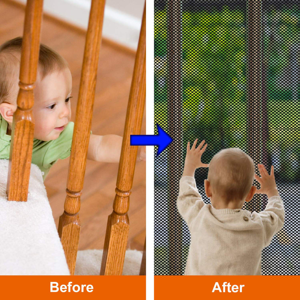 Aixingyun stairway safety net in durable polyester provides clear view.