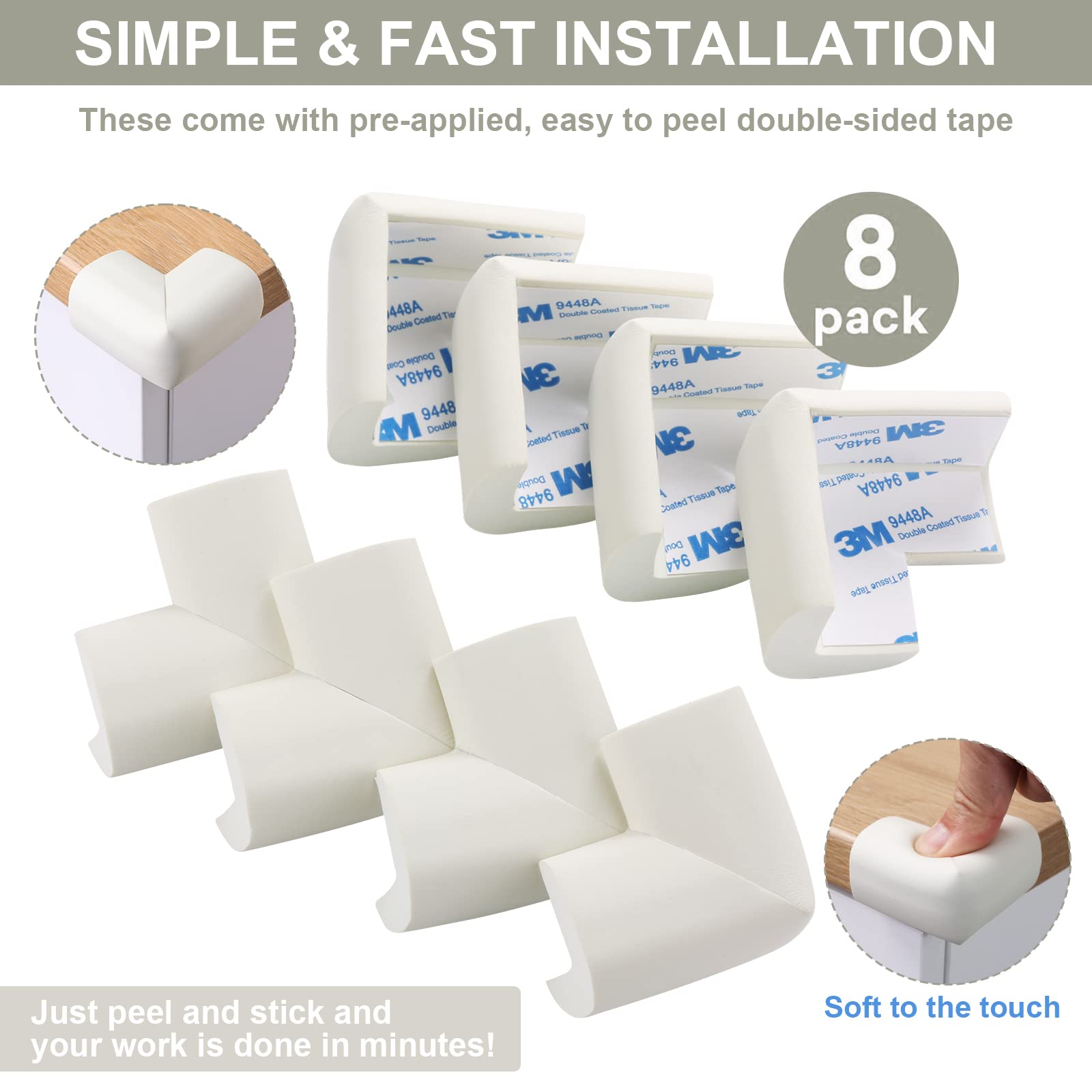 Easy-installation AIXMEET corner protectors showing peel-and-stick method