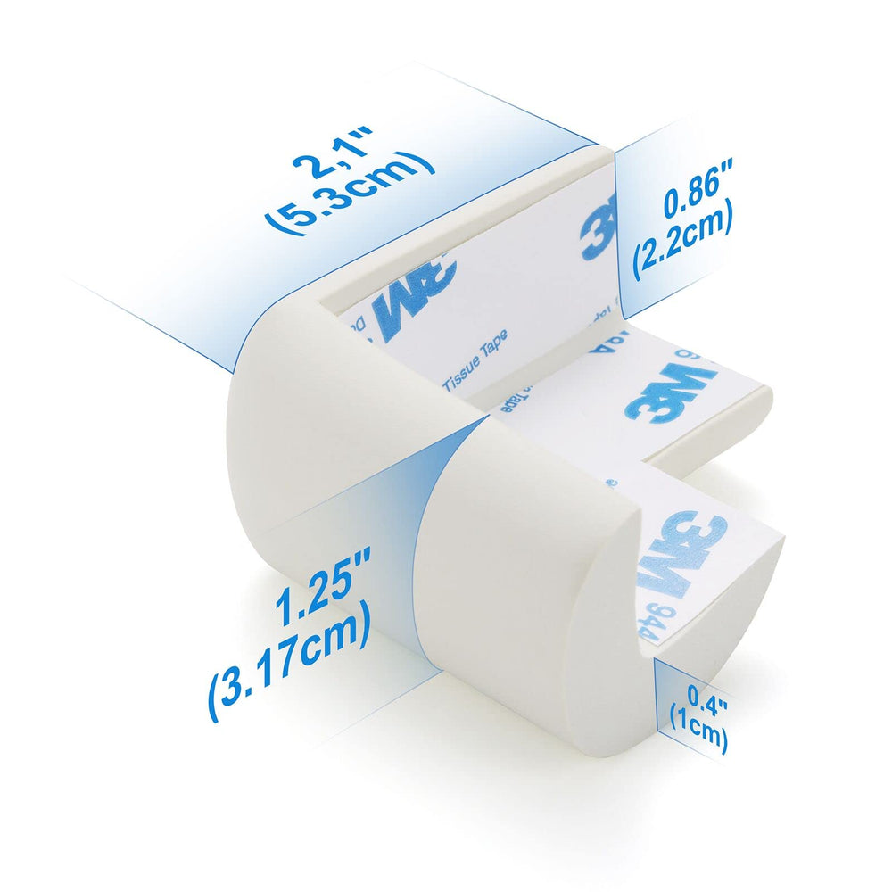 AIXMEET table and cabinet corner protectors in a white finish.