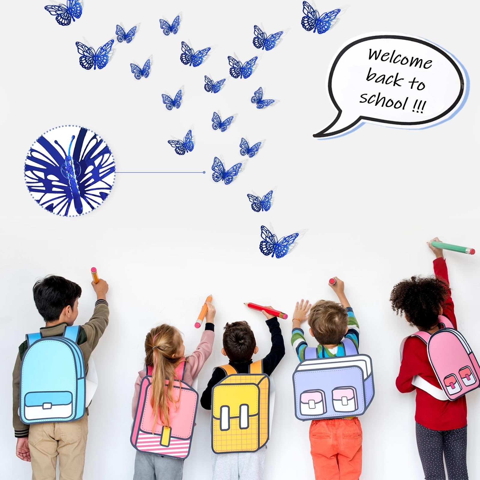 Aixoom durable blue butterfly decor folds to create new shapes.