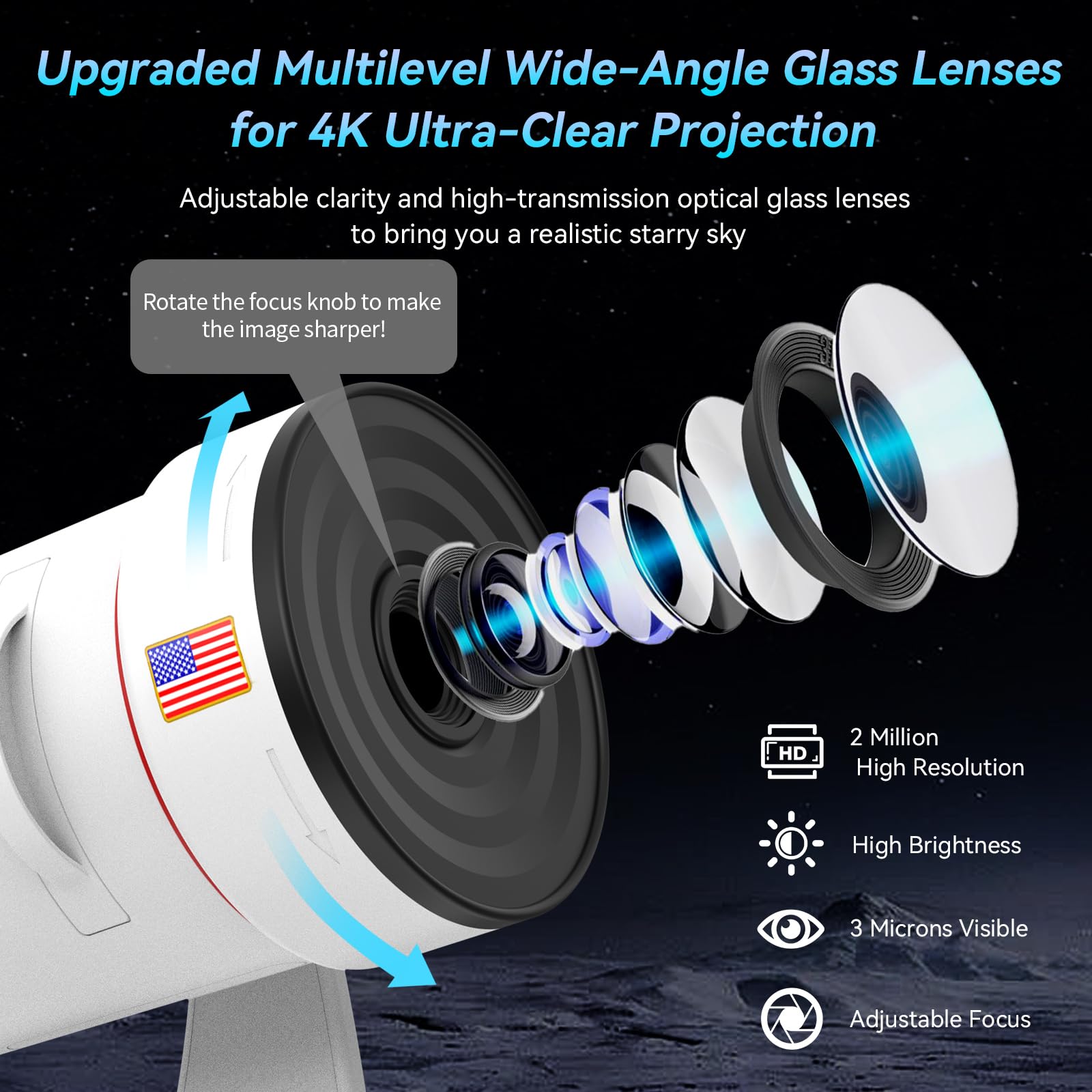 aiyotto star projector 360 rotation creates dynamic ceiling projections for mood-enhancing evenings.