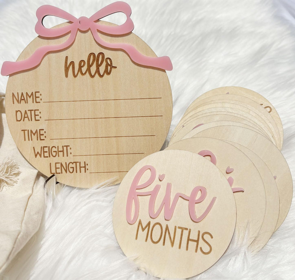 ajdvart hello world newborn sign for timeless birth announcements in baby photos