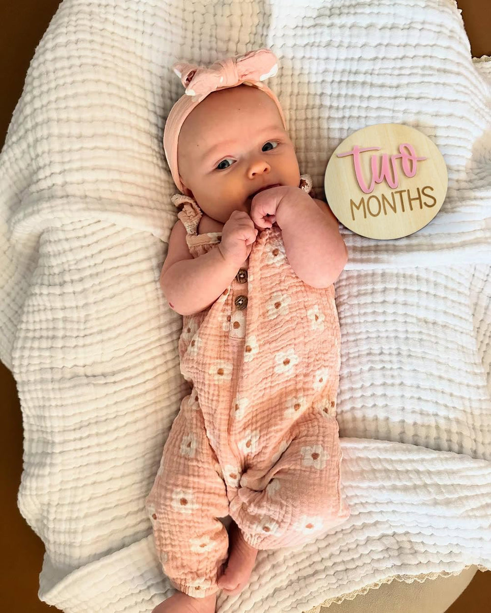 ajdvart month-2 milestone card captures second month milestone with warm birch wood for photos