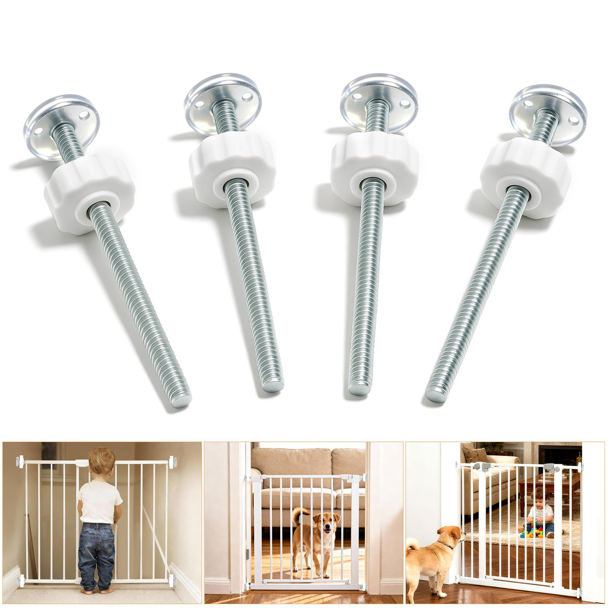 Ajerg 4-pack baby gate extension rod 8mm provides steady tension between walls.