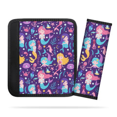 AJLTPA mermaid seat belt pad for kids, comfortable and absorbent during car trips.