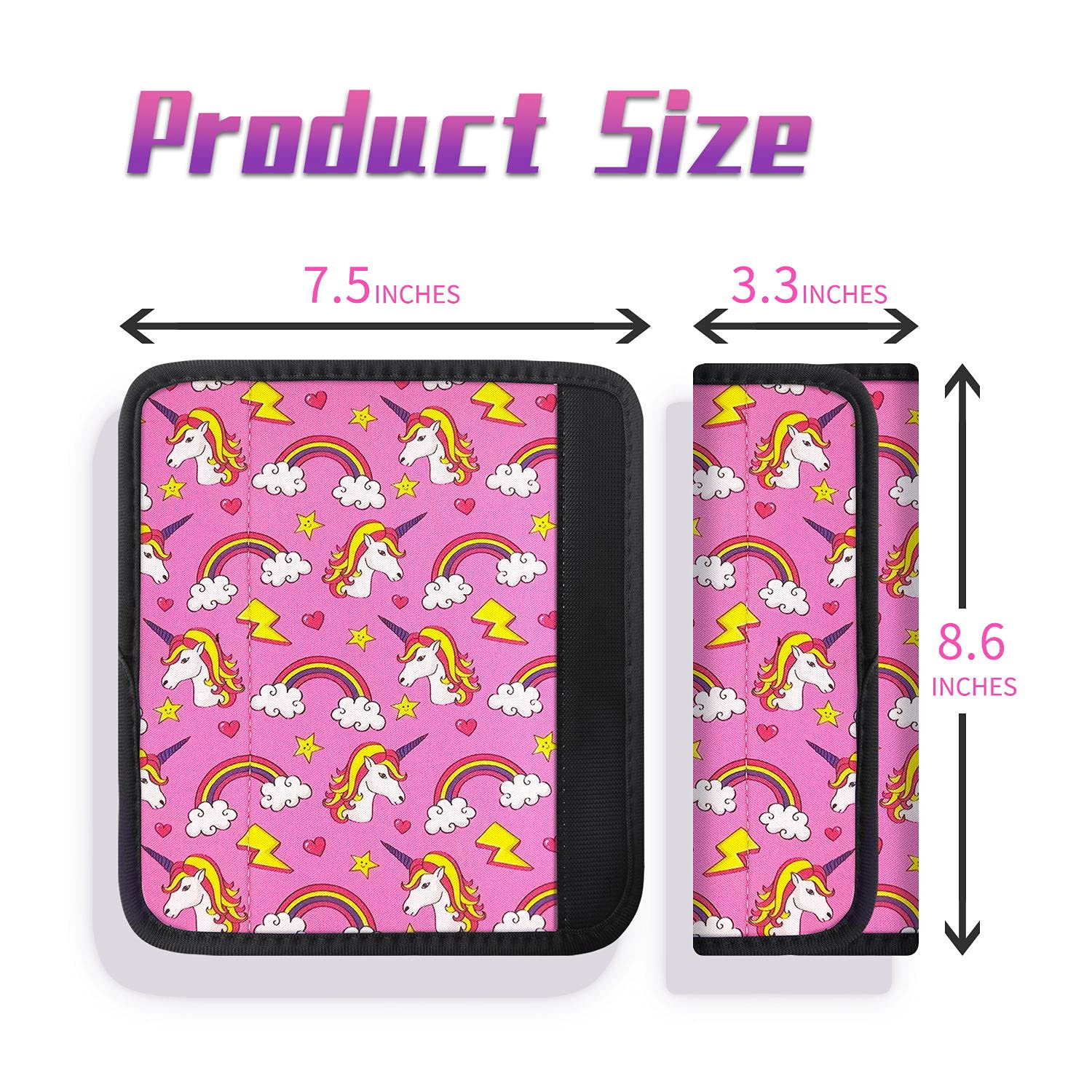 AJLTPA soft neoprene seat belt pad for kids in a playful unicorn pattern.