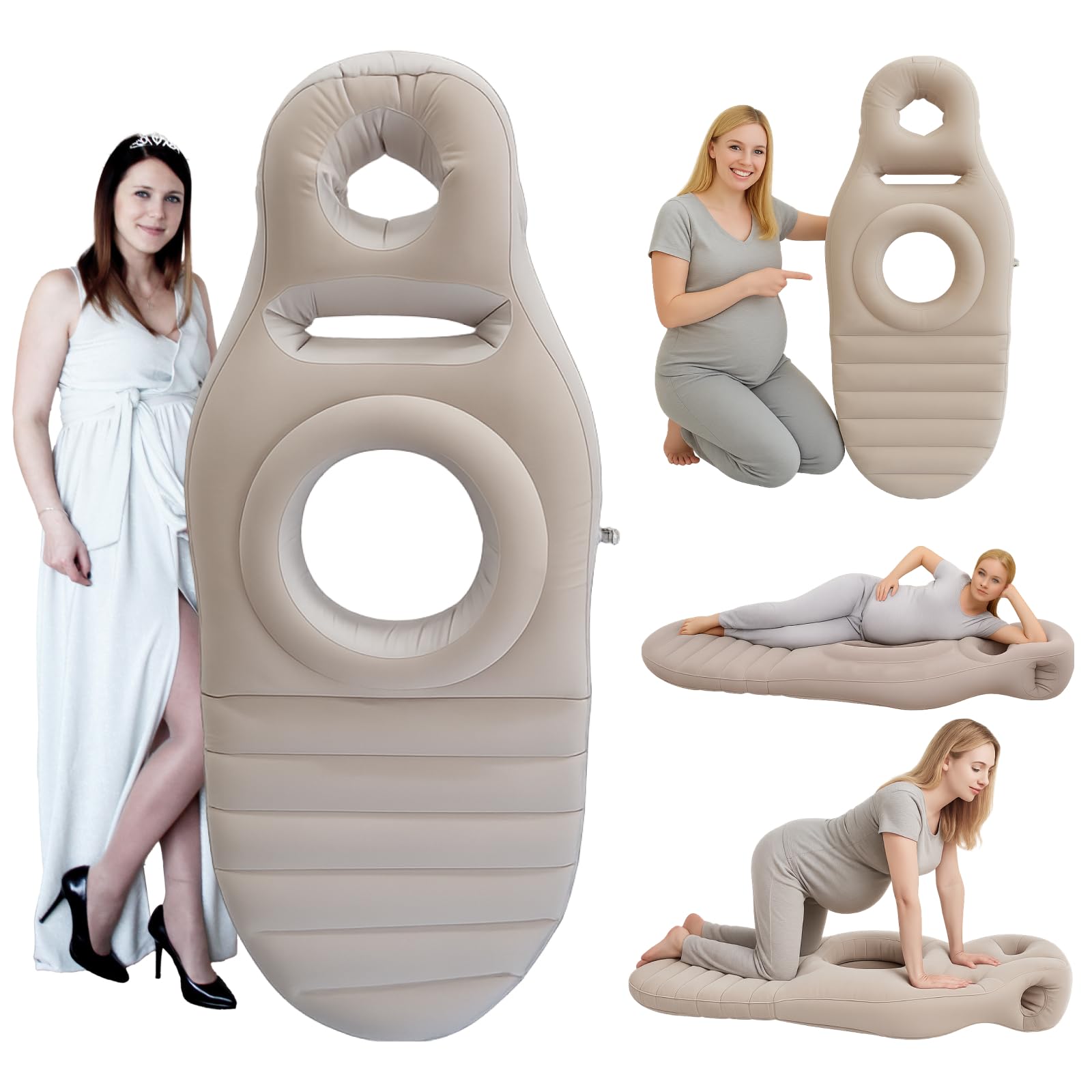 AJOFIEK inflatable pregnancy pillow supports stomach sleeping with a comfortable belly hole.