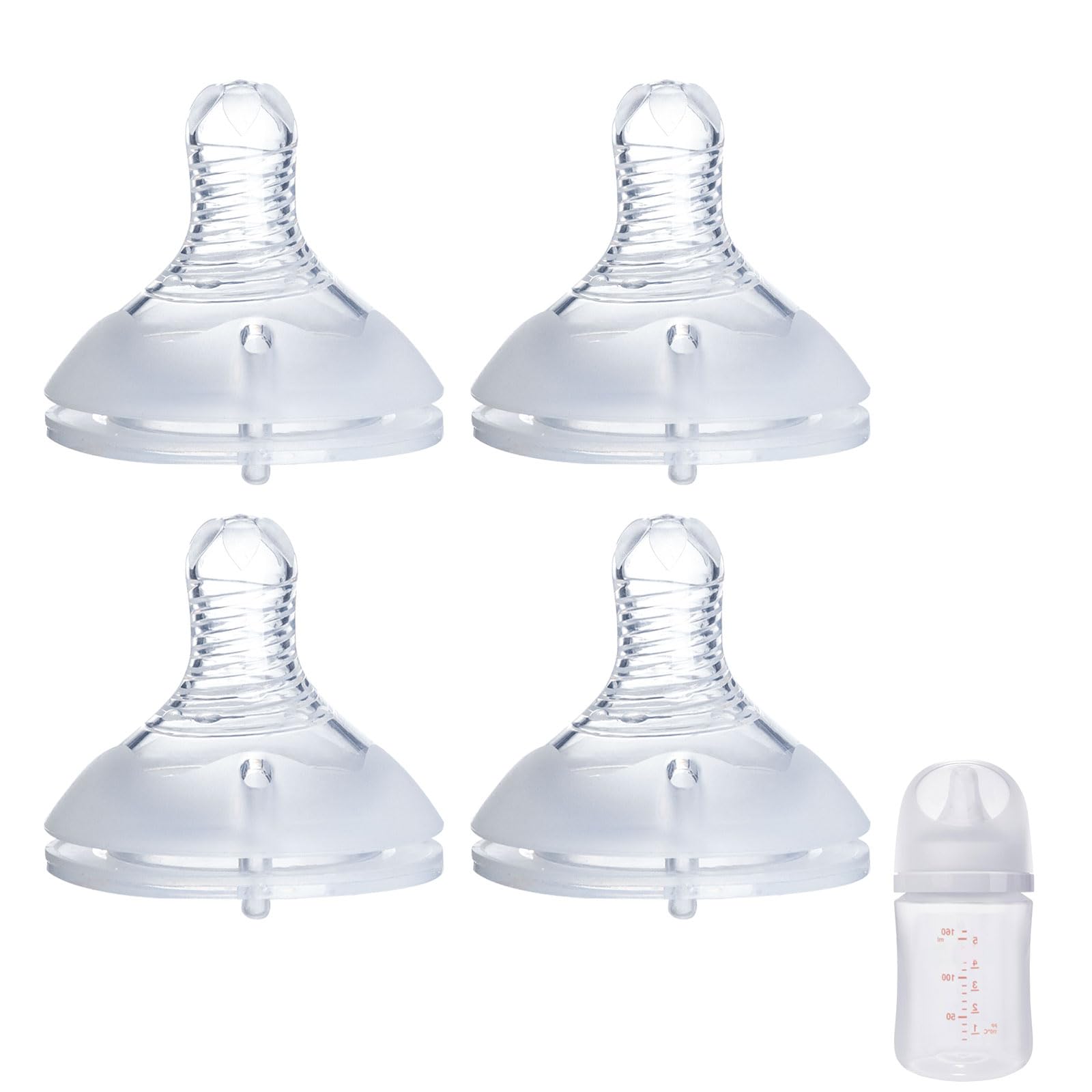 Ajrwiiy 4-pack nipple close-up for Pigeon PP bottles, showing gentle silicone.