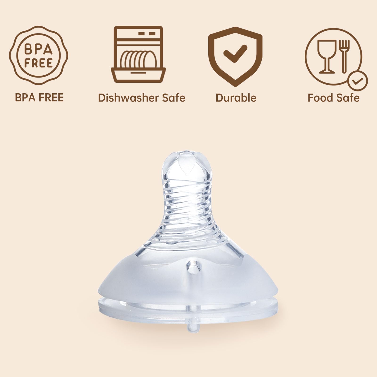 Ajrwiiy food-grade-silicone-nipple compatible with Pigeon bottles for daily use.