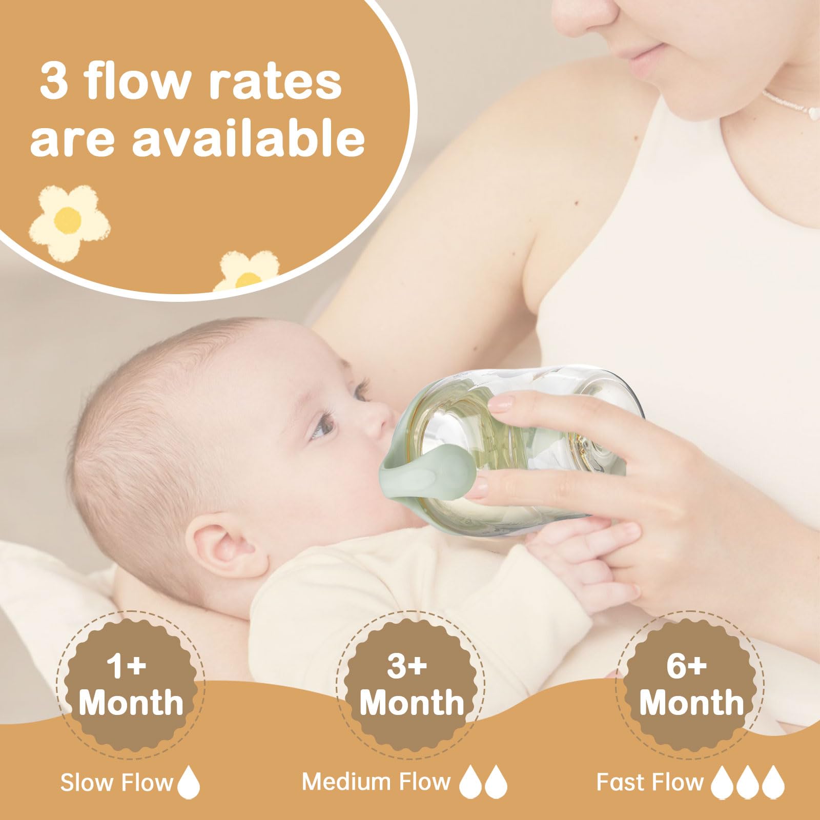 Ajrwiiy medium-flow nipples encouraging steady feeding rhythm.