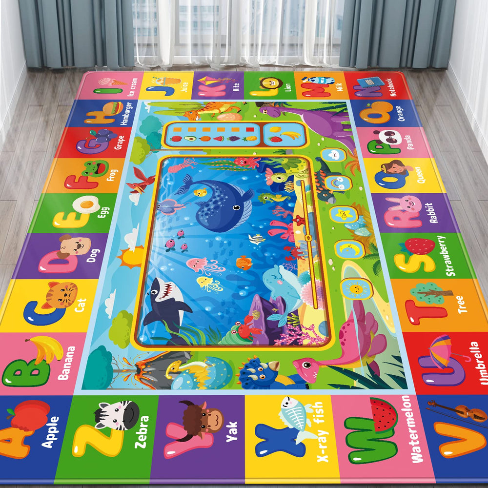AKASISRUG baby play mat with colorful ABC design supports early learning and imaginative play