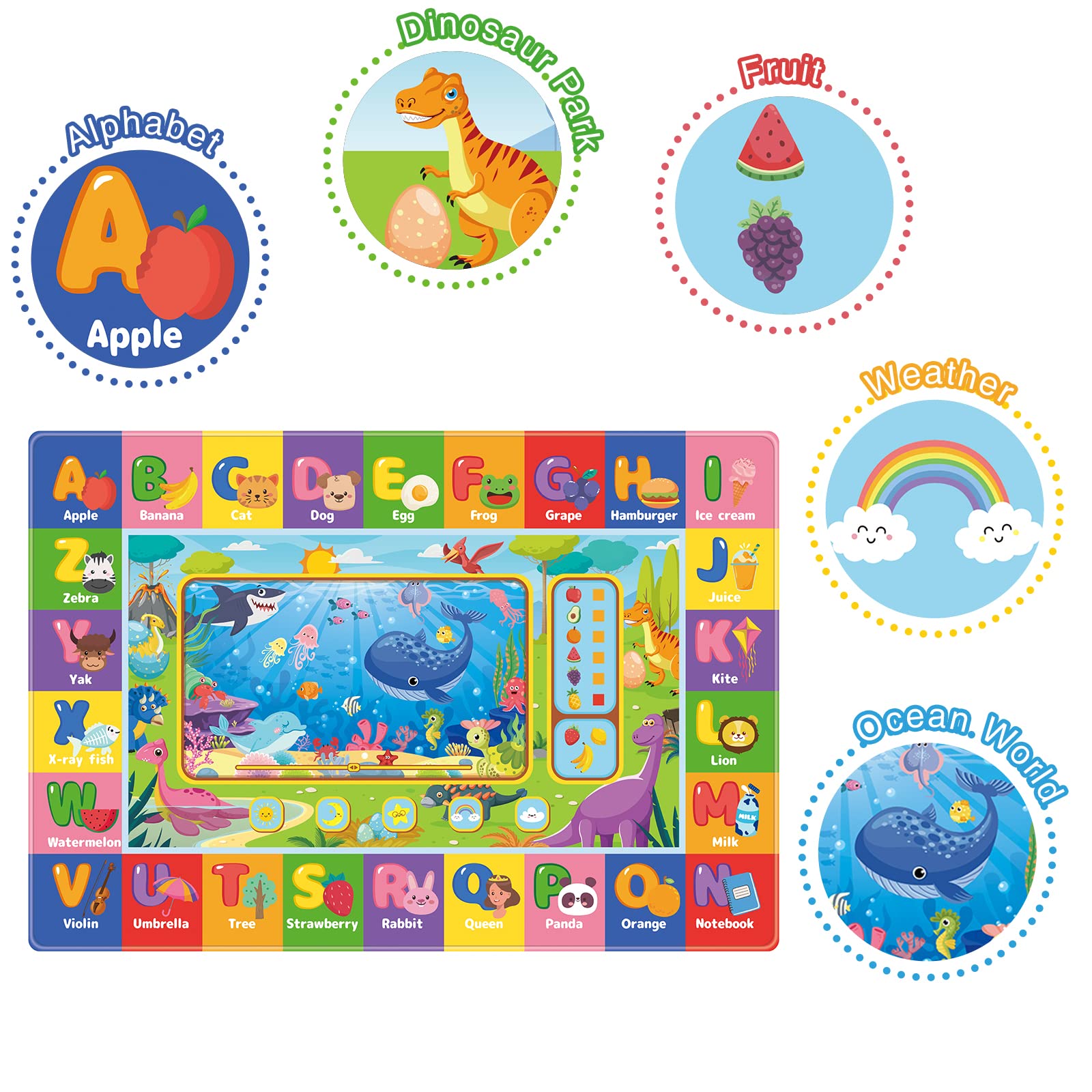 AKASISRUG bright patterns and animal motifs engage toddlers while they explore and learn
