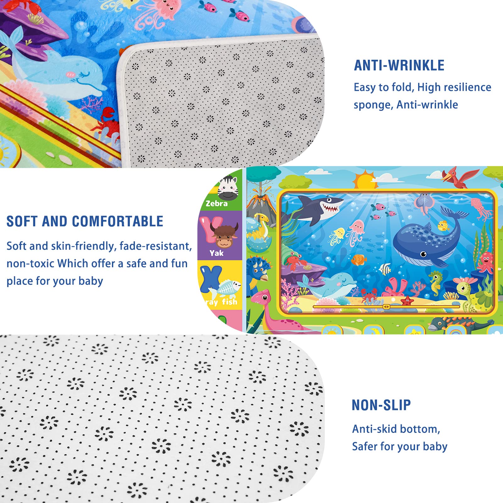 AKASISRUG large 78.7 by 59 inch play area offers space for movement and independent play