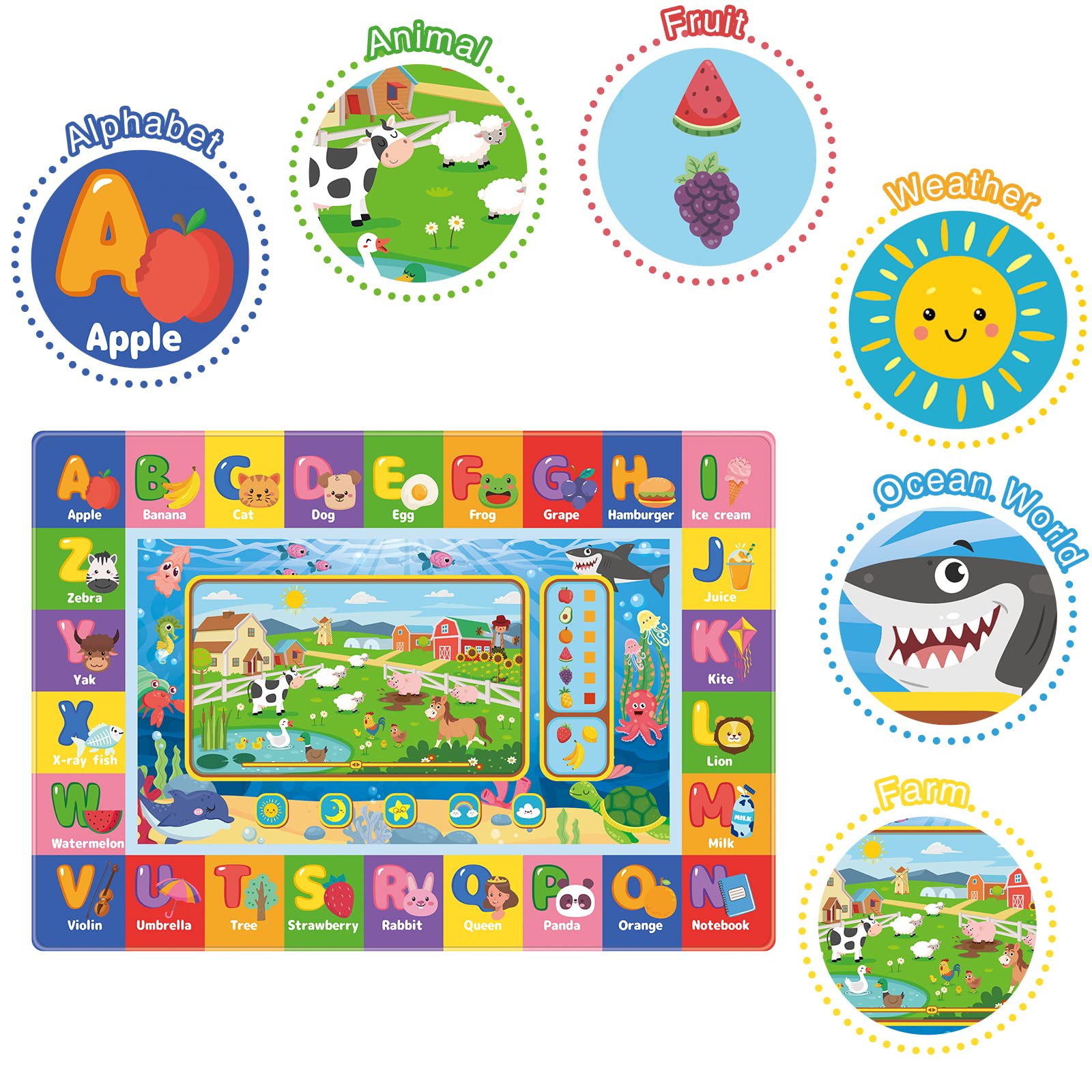 AKASISRUG spacious mat area supports tummy time, crawling, and safe exploration.