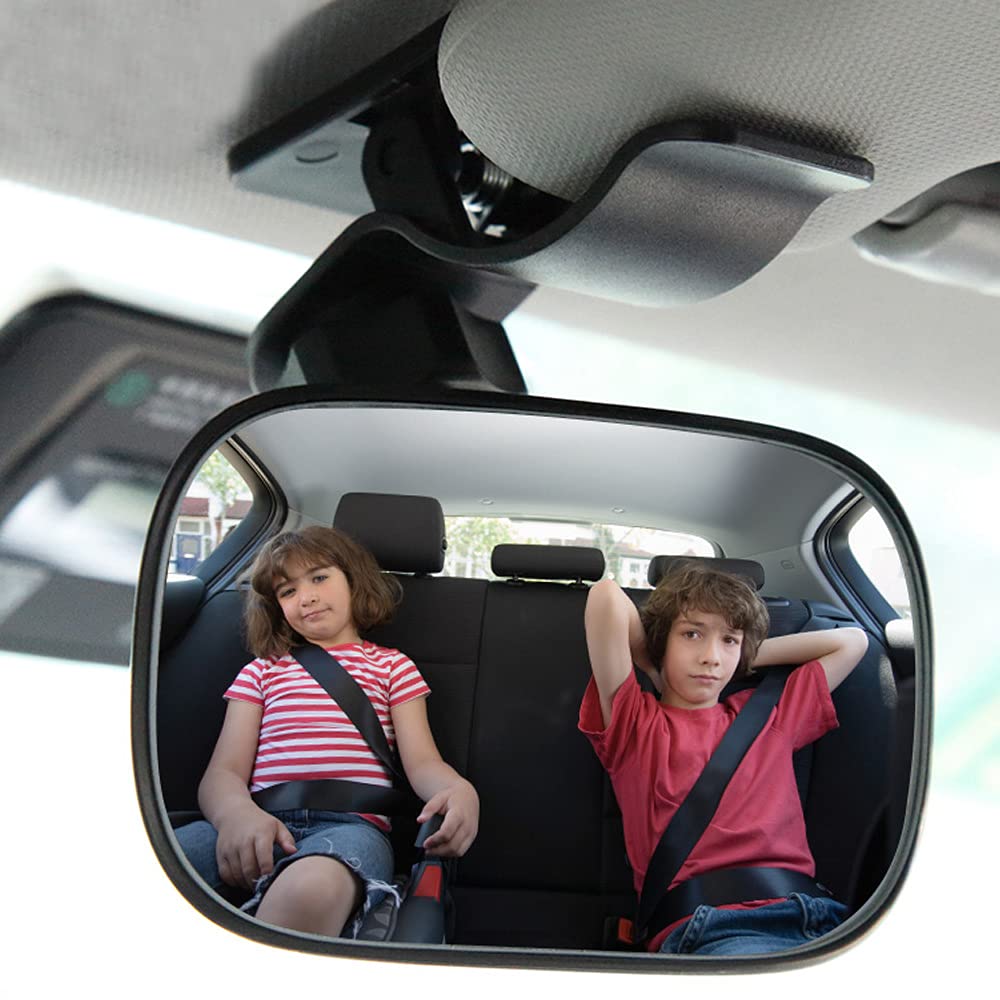 Akexermu baby mirror on visor with wide-angle view for backseat supervision.
