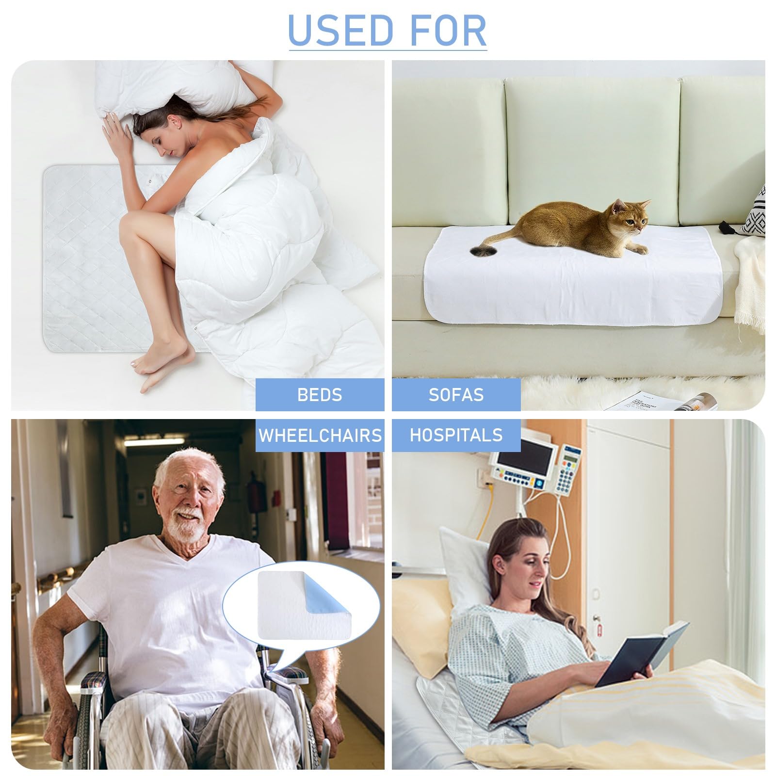 Akicia bed pad four-layer design with quilted absorption