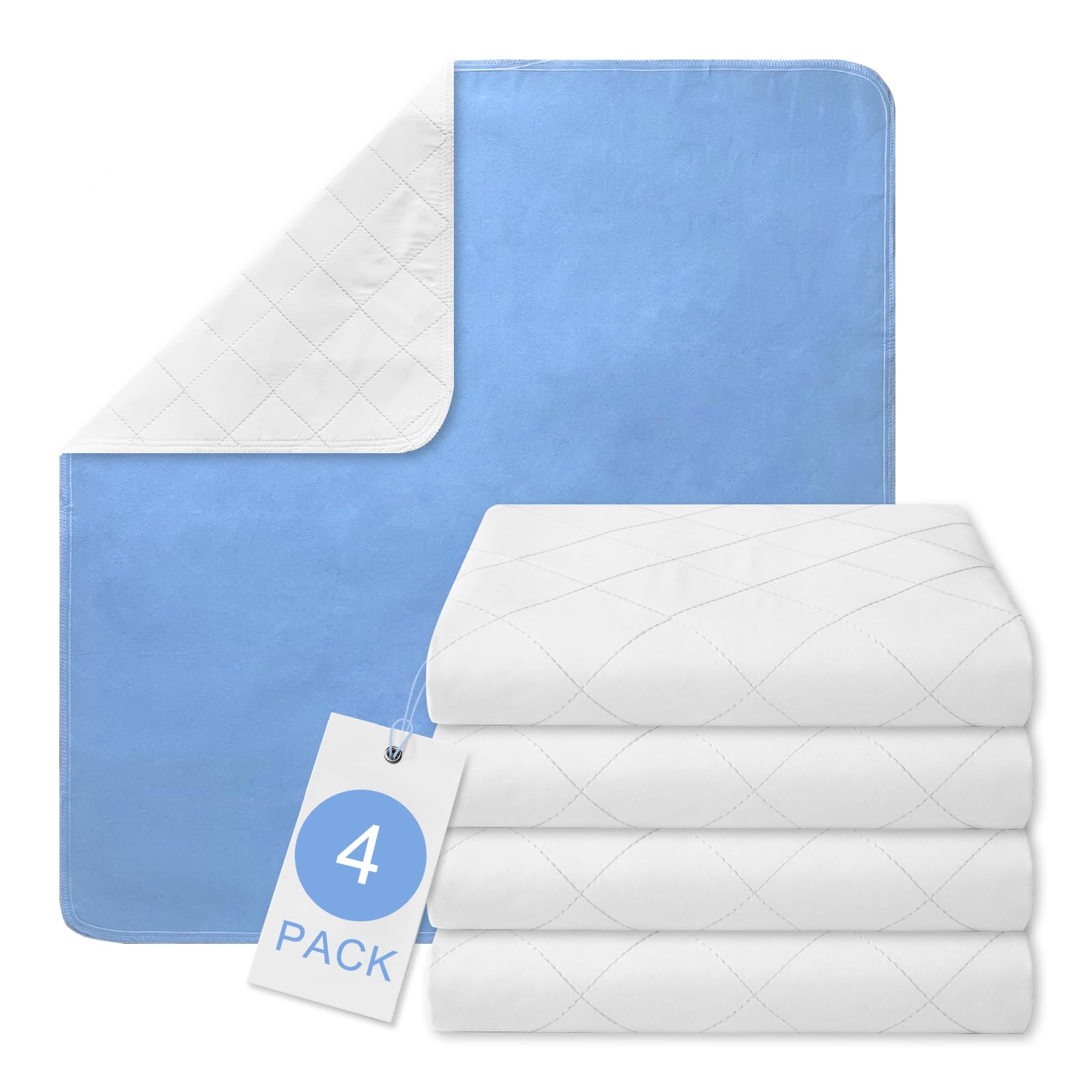 Akicia reusable bed pads top view showing coverage for spills and protection.