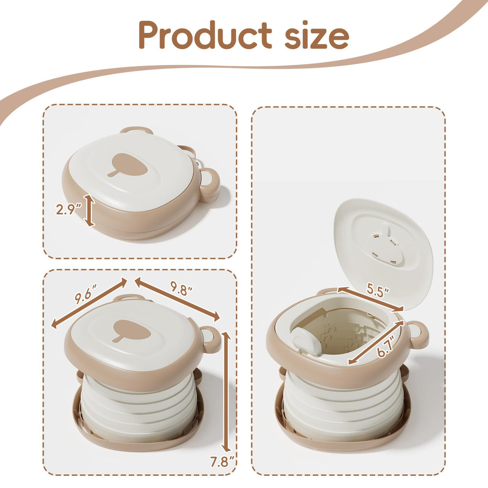 AKIMRABY compact storage bag keeps the potty neatly organized in luggage.