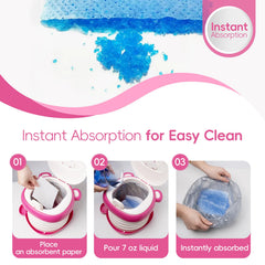 AKIMRABY Potty liners and absorbent pads included for mess-free travel.