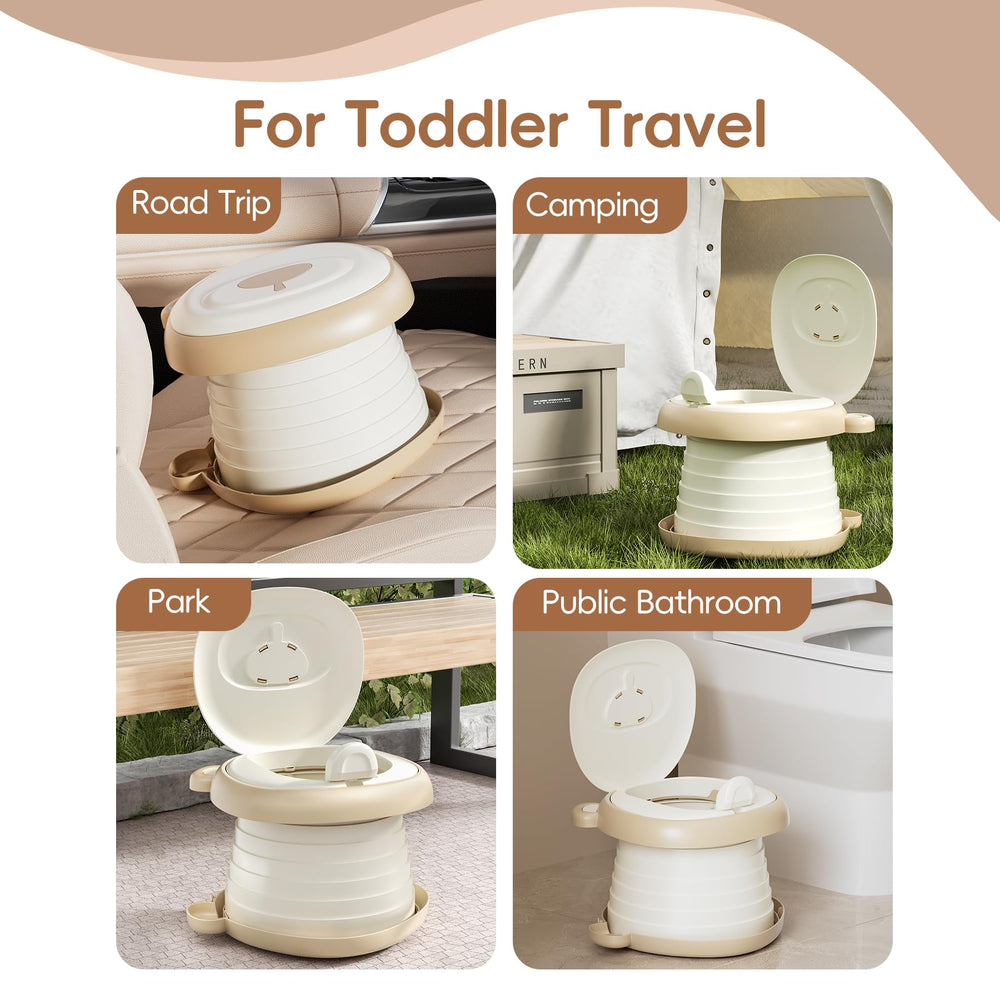AKIMRABY toddler using the seat outdoors demonstrates camping-friendly convenience.