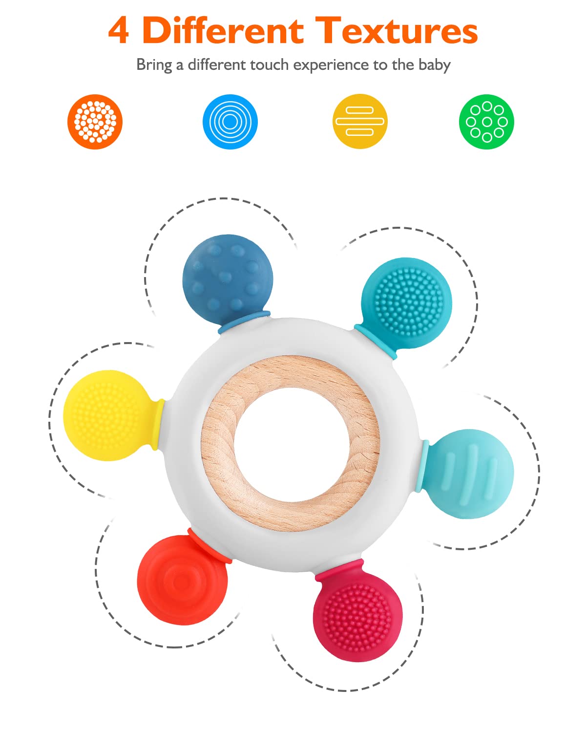 Akolik silicone teething toy is easy to clean.
