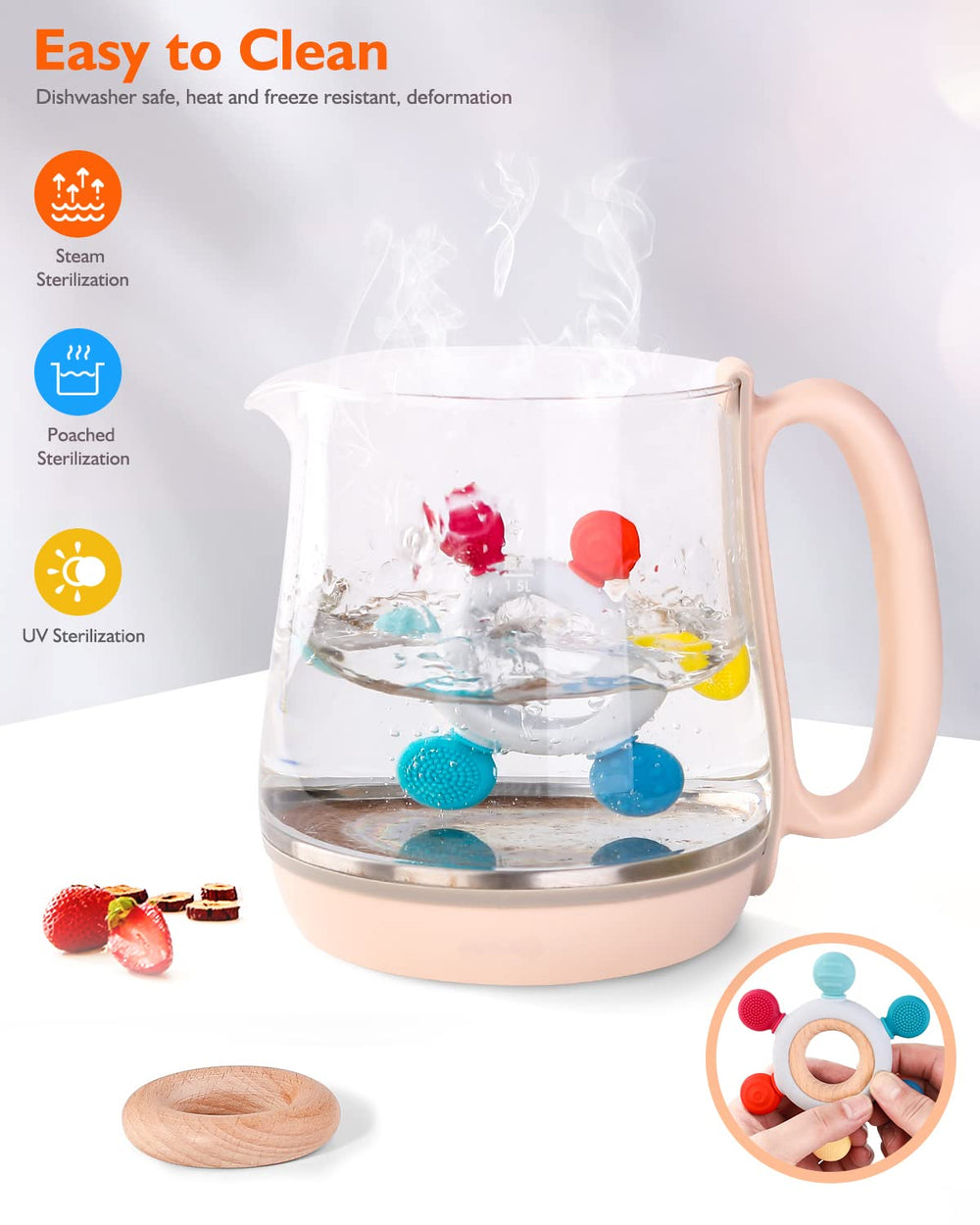 Akolik teether can be cooled in the fridge for relief.