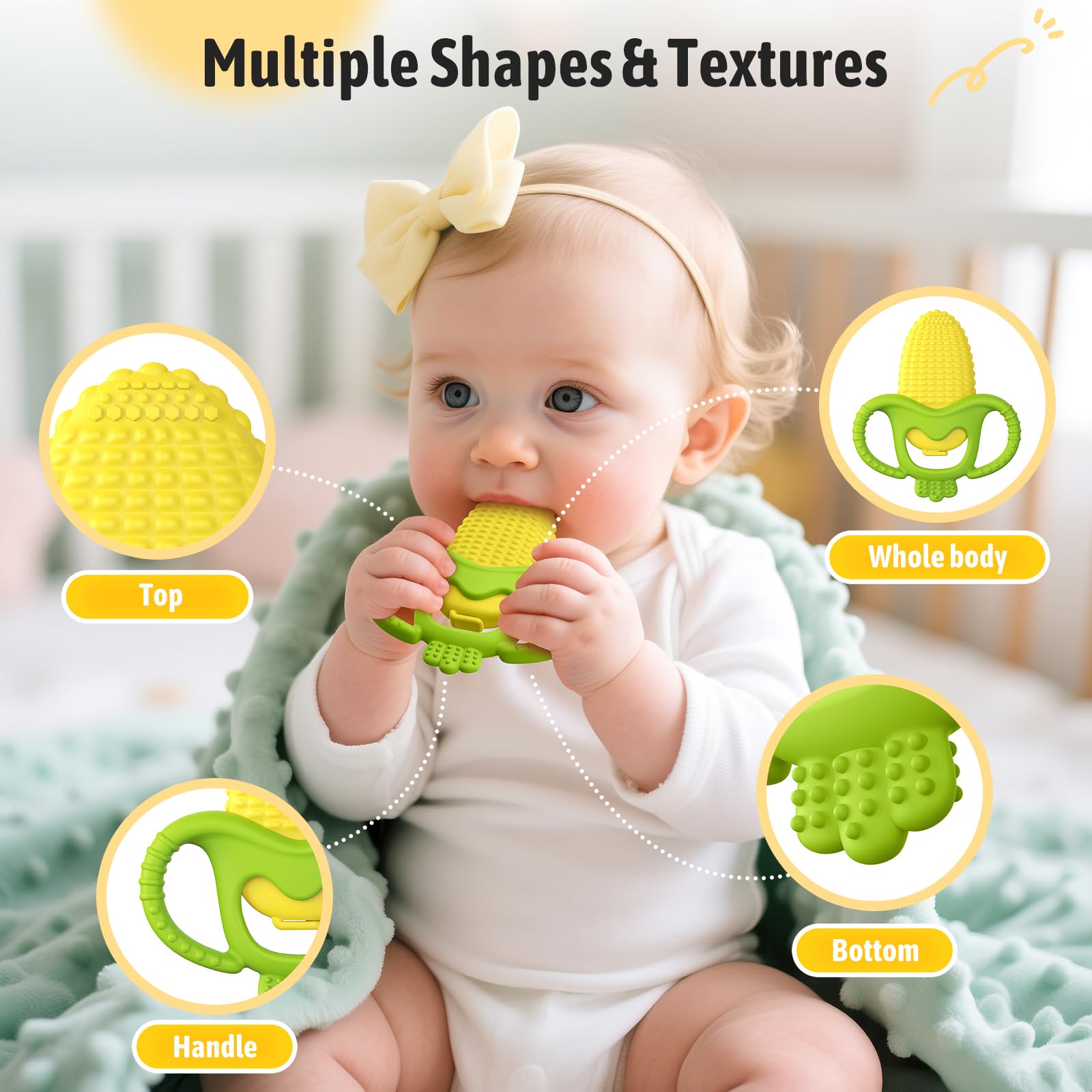 Akolik Corn B teether with detachable handle for safe frost free use