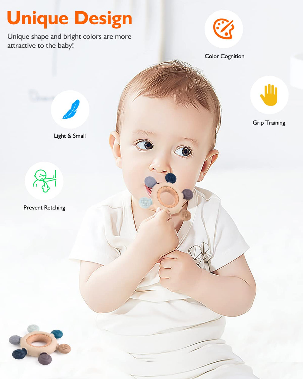akolik baby teether supports safe, easy handling for tiny hands