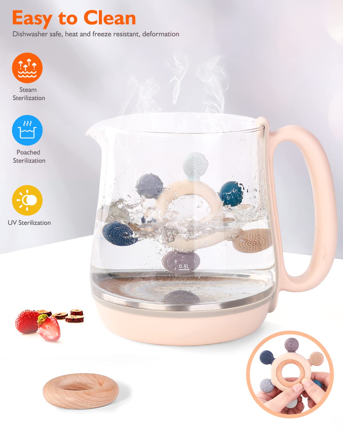 akolik teether can be cooled in the fridge for refreshing relief