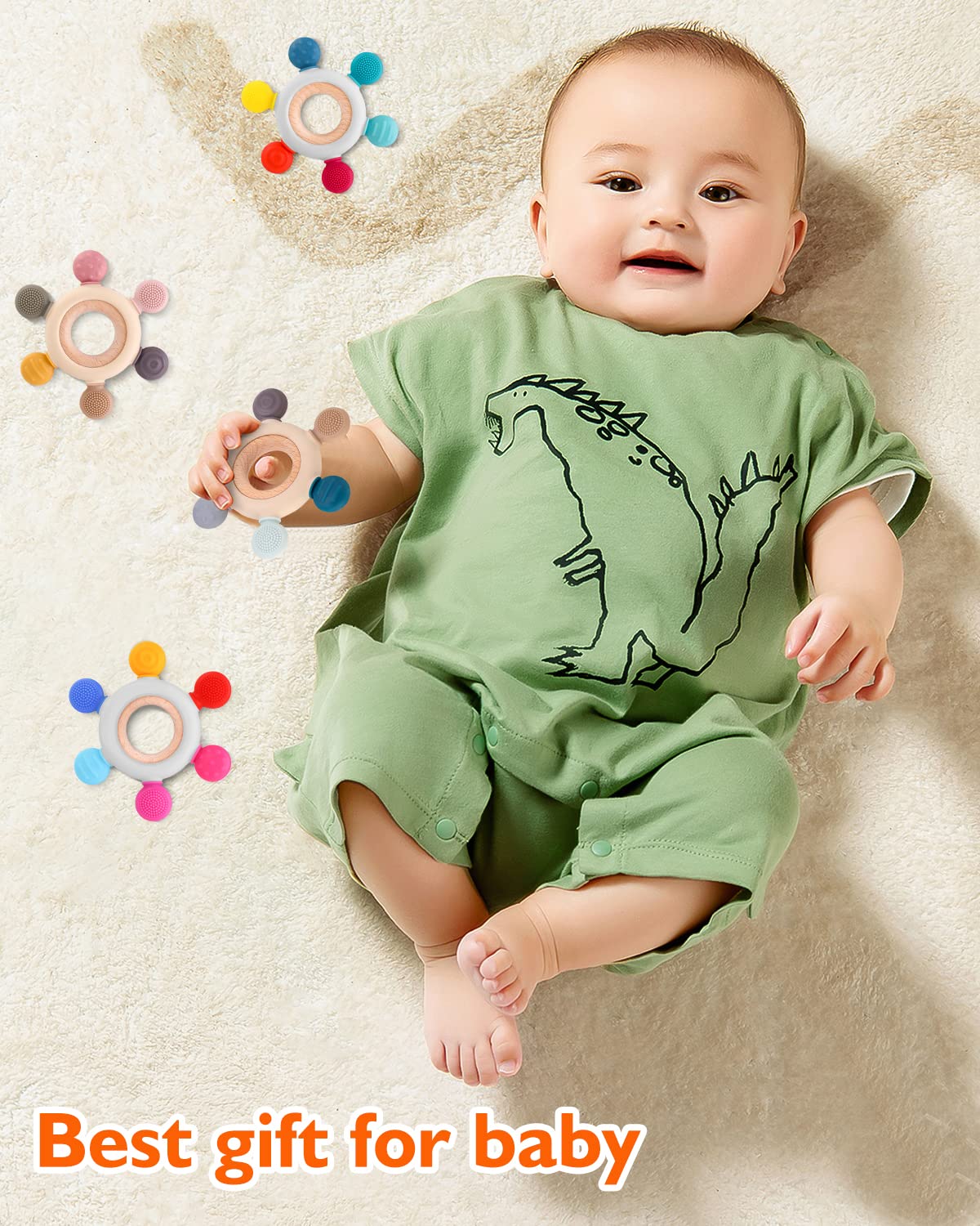 akolik teether features varied bumps for a gentle sensory experience