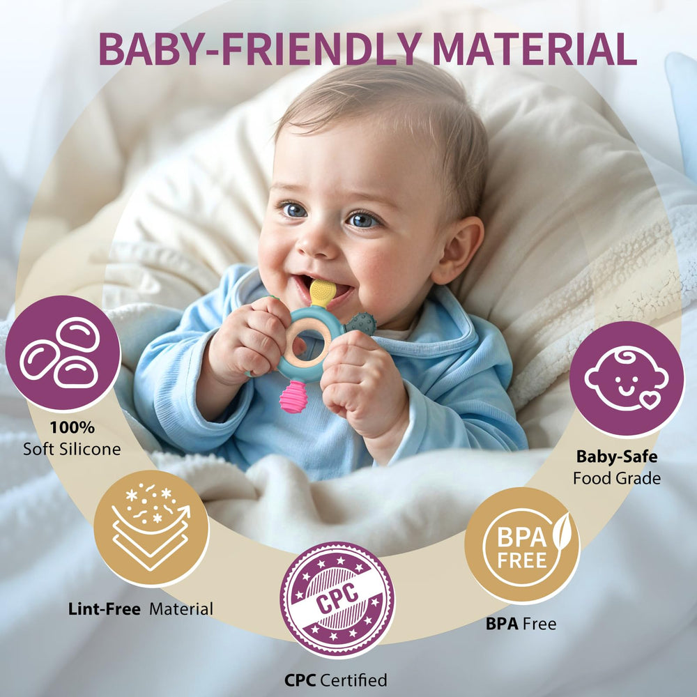 Akolik teething ring grasping aids baby grasping reflex during teething.