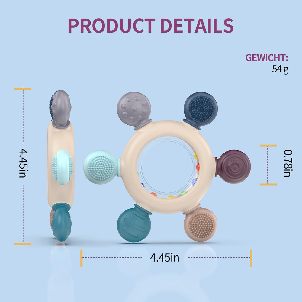 Akolik teething toy easy cleaning with soap and water.