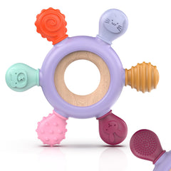 Akolik teething toy purple ring grip enhances easy grasp for little hands.