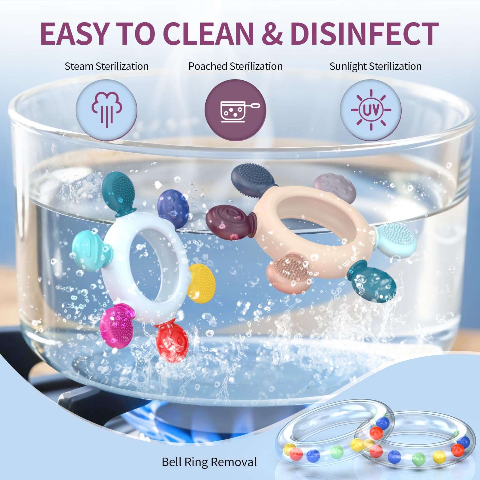 Akolik teething toy silicone; BPA-free material for safe chewing.