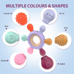 Akolik teething toy silicone textures invite tactile exploration during teething.
