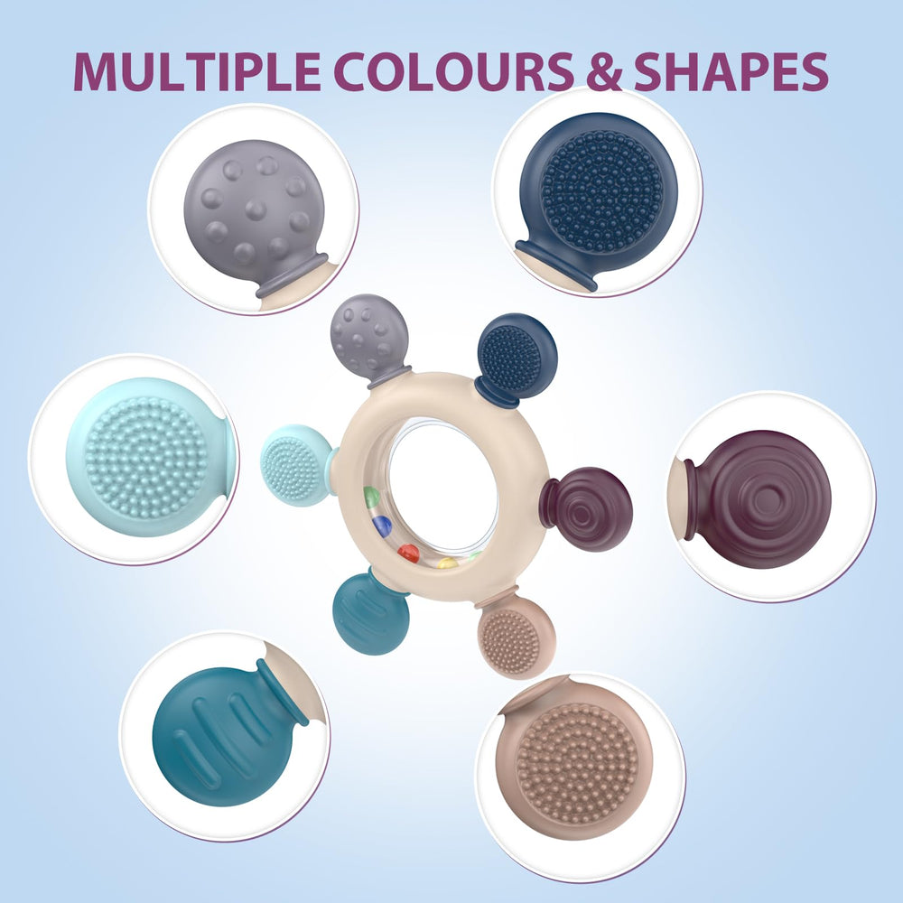 Akolik teething toy wooden ring; removable for safe cleaning.