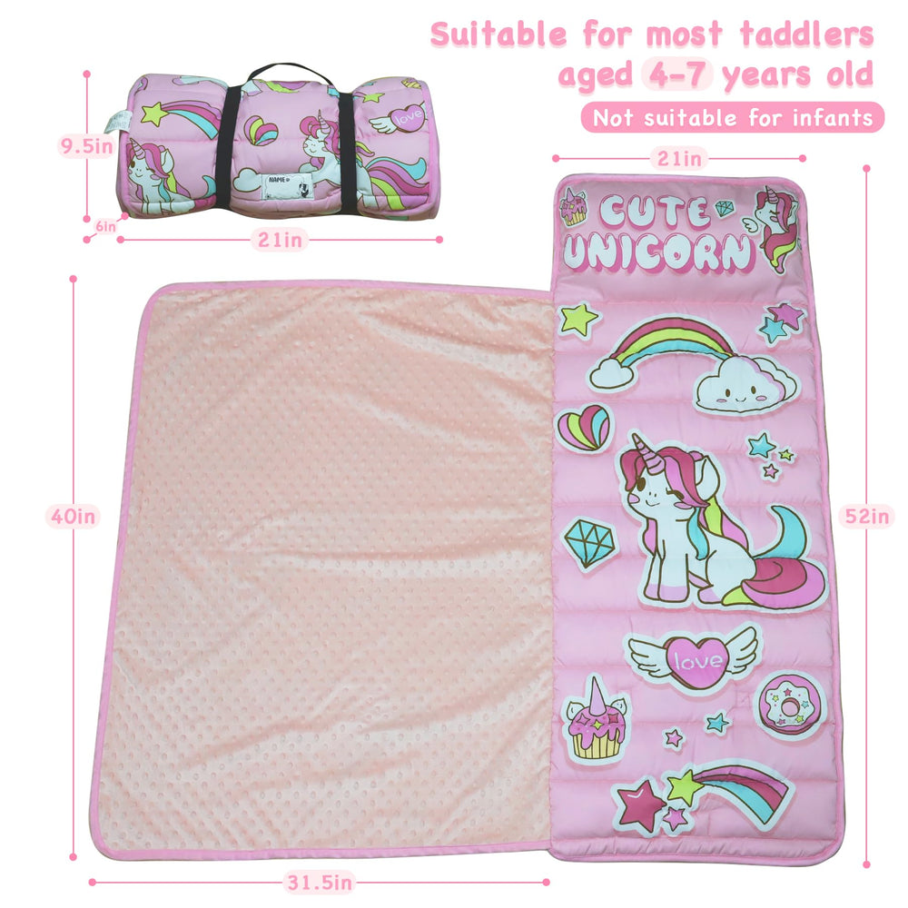 AKPLIT Nap Mat unicorn pink with a convenient carry handle