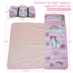 AKPLIT Nap Mat unicorn pink with a convenient carry handle