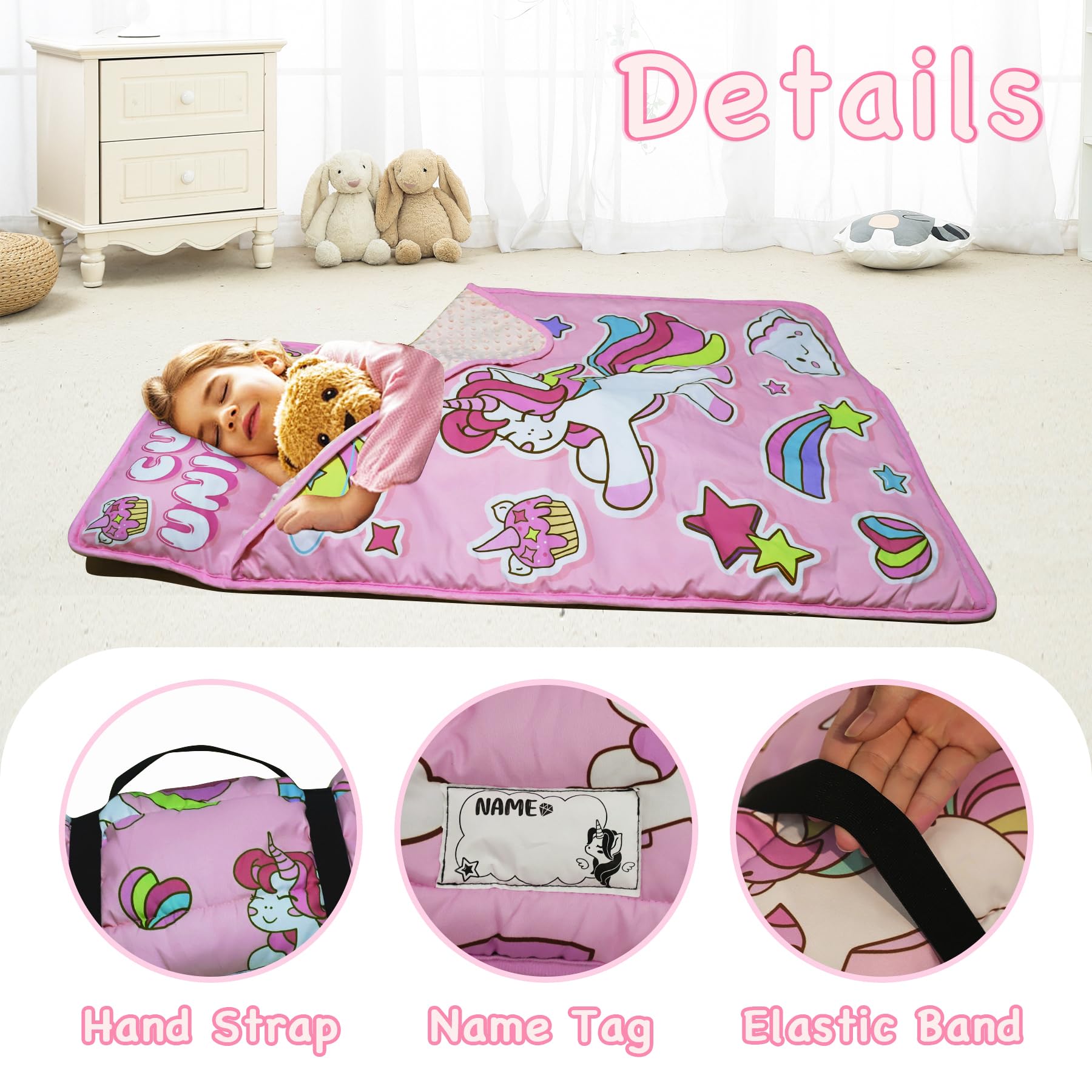 AKPLIT Nap Mat unicorn pink featuring reinforced durable seams